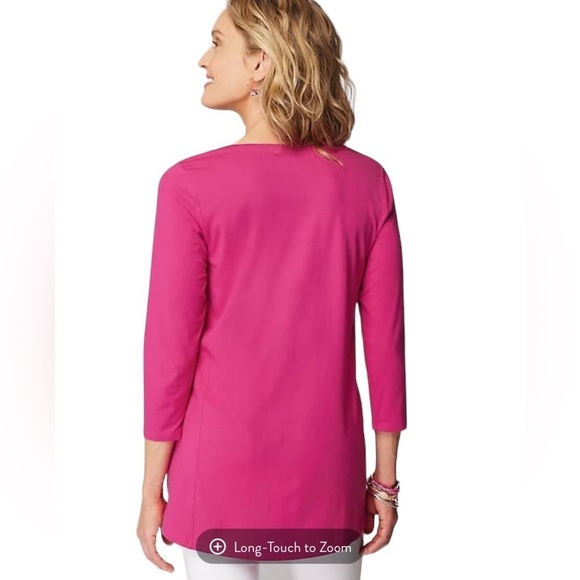 J. Jill Pima Scoop Neck Elliptical Tunic Long Sleeve Clove Pink Heather  Size L - Picture 4 of 7